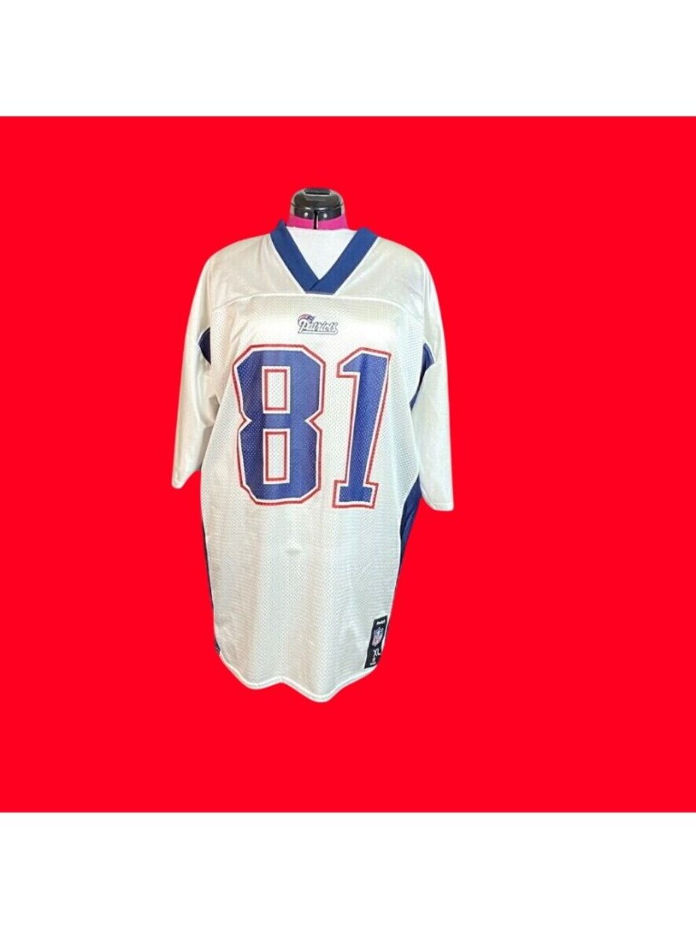 Vintage Reebok NFL New England Patriots Randy Moss #81 White Football Jersey XL